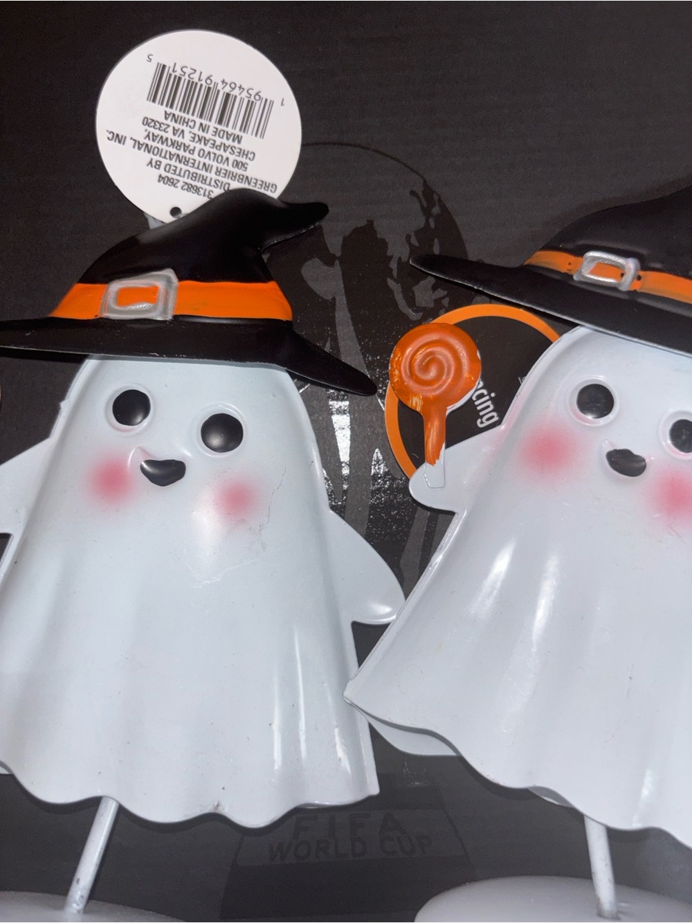 Kids Halloween Ghost Costume Toy - White & Black with Orange Hat Accent